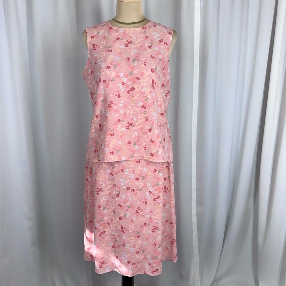 Liz Claiborne Villager Skirt Outfit Set Sz 8 Pink Floral Buttons Up Back Easter - Picture 3 of 15